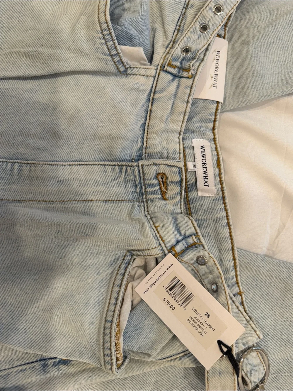 WeWoreWhat Light Wash Straight Leg Cargo Jeans - Picture 3 of 3
